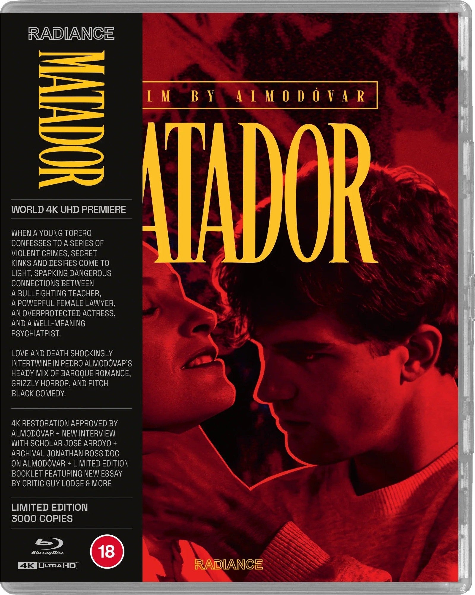 Matador — přední strana obálky, Radiance Films